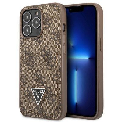 Guess iPhone 13 Pro Skal Korthållare Triangle Logo - Brun