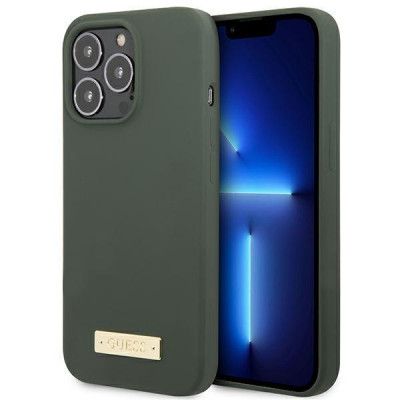 Guess iPhone 13 Pro Skal MagSafe Silicone Logo Plate - Khaki