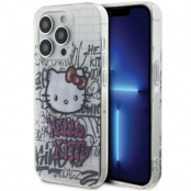 Hello Kitty Mobilskal till iPhone 13 Pro Kitty On Bricks Graffiti - Vit