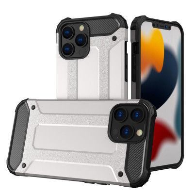 Hybrid Armor Tough Rugged Skal iPhone 13 Pro - Silver