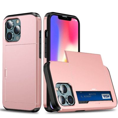 Hybrid Skal med Kortplats till iPhone 13 Pro - Roséguld