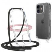 iPhone 13 Pro Halsbandsskal Flexair - Rope Svart/Rosa
