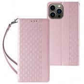 iPhone 13 Pro Plånboksfodral Magnet Strap - Rosa