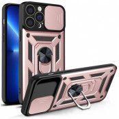 iPhone 13 Pro Skal med Ringhållare Hybrid Armor Camshield - Rosa