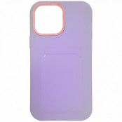 iPhone 13 Pro Skyddande Skal med Kortficka - Lila / Rosa
