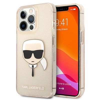 Karl Lagerfeld iPhone 13 Pro Hårt Fodral Guld Glitter