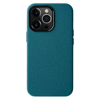 MELKCO Mobilskal till iPhone 13 Pro Äkta Läder + Mikrofiber + PC Blå