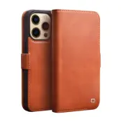 QIALINO iPhone 13 Pro Plånboksfodral Äka Läder Flip Folio