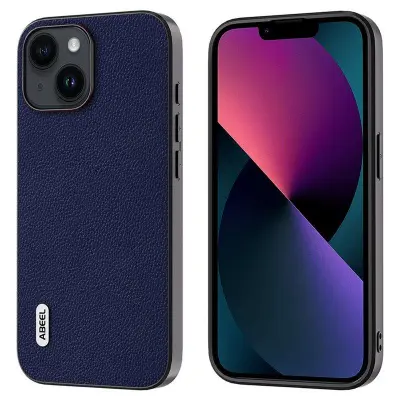 ABEEL iPhone 13 Ultra-Tunn Skal Litchi Textur Läder Blå