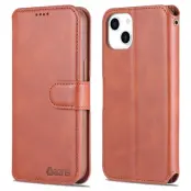 AZNS iPhone 13 Plånboksfodral Konstläder - Brun
