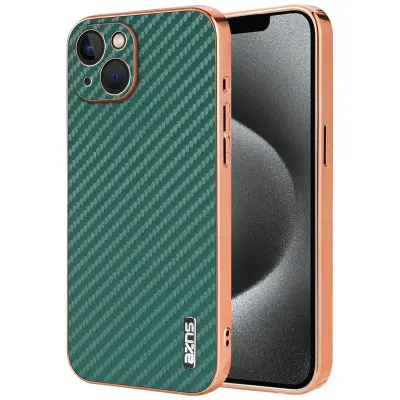 AZNS iPhone 13 Fodral Electroplating Kolfiber PU+TPU - Grön
