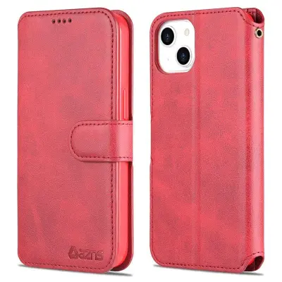 AZNS iPhone 13 Plånboksfodral i Konstläder - Röd