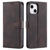 AZNS iPhone 13 Plånboksfodral - Stöttåligt och repfritt - Konstläder - Brun
