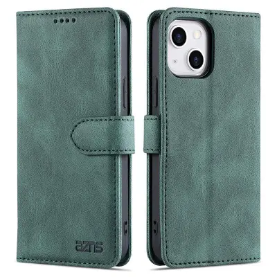AZNS iPhone 13 Plånboksfodral - Stöttåligt och repfritt - Konstläder - Grön