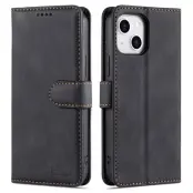 AZNS iPhone 13 Konstläder Plånboksfodral - Stöttåligt, Rep-säkert, Svart