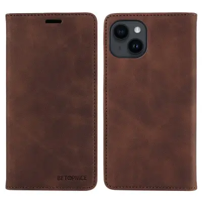 BETOPNICE 003 Plånboksfodral för iPhone 13/14 i Konstläder - Brun
