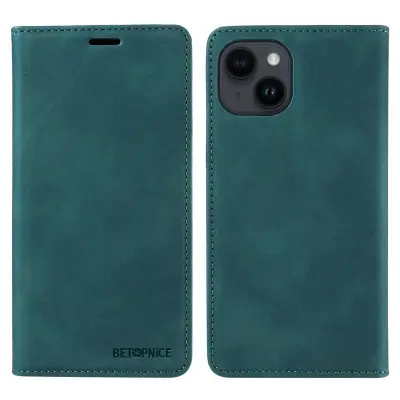 BETOPNICE 003 Plånboksfodral för iPhone 13/14 i Konstläder - Grön