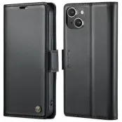 CASEME iPhone 13 Plånboksfodral Konstläder RFID-Skydd Svart
