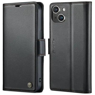 CASEME iPhone 13 Plånboksfodral Konstläder RFID-Skydd Svart