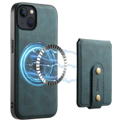 DENIOR D14 iPhone 13/14 Fodral Retro PU+PC+TPU Blå