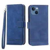 DIERFENG DF-03 Plånboksfodral för iPhone 13 6.1 tum - Konstläder - Blå