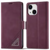 FORWENW F3-Series iPhone 13 Plånboksfodral Konstläder - Vinröd