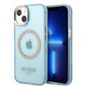 GUESS iPhone 13 Skal MagSafe Gold Outline Translucent - Blå