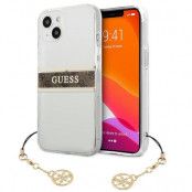 Guess Skal iPhone 13 Brown Strap Charm - Transparent