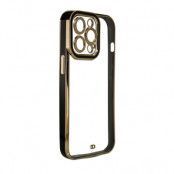 iPhone 13 Skal Fashion Guld Frame Gel - Svart