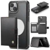 JEEHOOD J09 Fodral iPhone 13 6.1 tum KonstLäder RFID-Skydd Svart