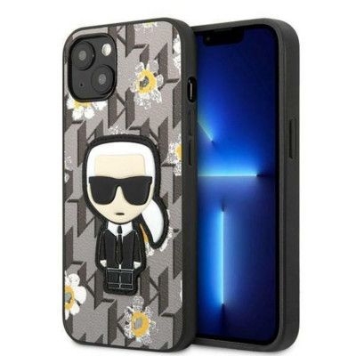 Karl Lagerfeld iPhone 13 Skal Flower Ikonik Karl - Grå