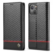 LC.IMEEKE iPhone 13 Plånboksfodral i Konstläder - Röd med svart rand