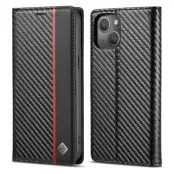 LC.IMEEKE iPhone 13 Plånboksfodral i Konstläder - Vertikal Röd Rand