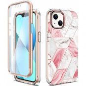 Marble Grid 360° Skal iPhone 13 - Rosa