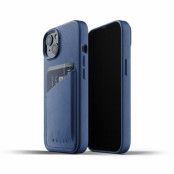 Mujjo Full Läder Plånboksfodral iPhone 13 - Monacoblå