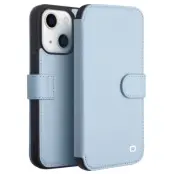 Qialino iPhone 13 Plånboksfodral Äkta Läder Cowhide - Blå