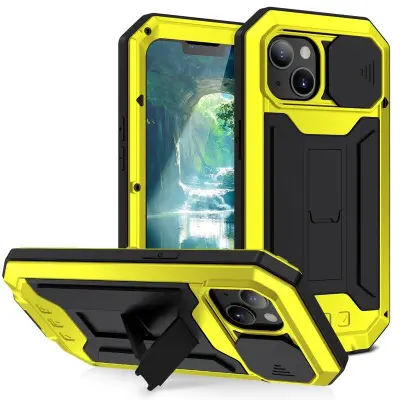 R-JUST Slide Camera Cover iPhone 13 Skal Shockproof Gul