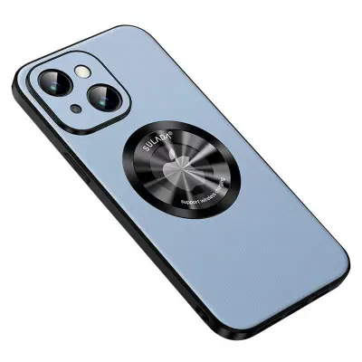 SULADA iPhone 13 Skal, Fodral i PU Läder, MagSafe, Baby Blue