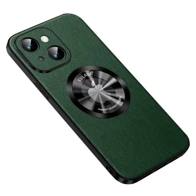 SULADA iPhone 13 Skal, Fodral i PU Läder, MagSafe, Grön