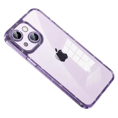 SULADA iPhone 13 Skal Tempererat Glas + Glitter TPU Ram Lila