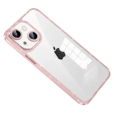 SULADA iPhone 13 Skal Tempererat Glas + Glitter TPU Ram - Rosa
