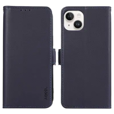 ABEEL iPhone 14 Plus Fodral Flip Wallet Läder med RFID Blå
