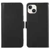 ABEEL iPhone 14 Plus Fodral Flip Wallet Läder med RFID - Svart
