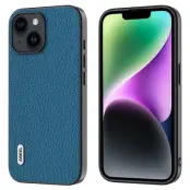 ABEEL iPhone 14 Plus Mobilskal Äkta Läder Litchi - Blå