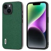 ABEEL iPhone 14 Plus Mobilskal Äkta Läder Litchi - Grön