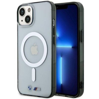 BMW Mobilskal till iPhone 14 Plus Magsafe Silver Ring - Transparent