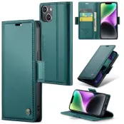 CASEME Plånboksfodral Konstläder för iPhone 14 Plus - Grön