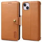 DENIOR iPhone 14 Plus Stöttåligt Plånboksfodral Konstläder Khaki