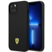 Ferrari iPhone 14 Plus Skal Silicone Metal Logo - Svart