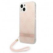 GUESS iPhone 14 Plus Skal Print Strap - Rosa